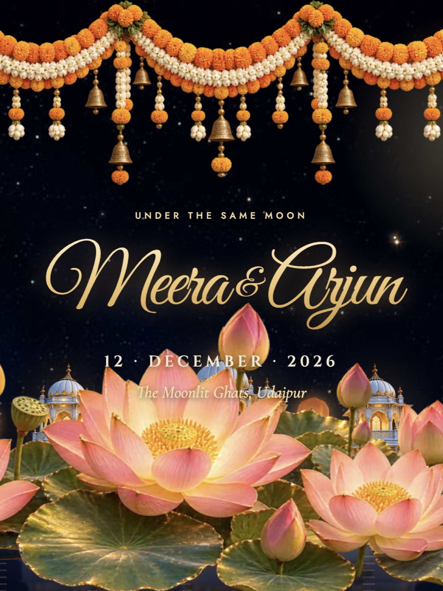Moonlit Jharokha invitation template cover